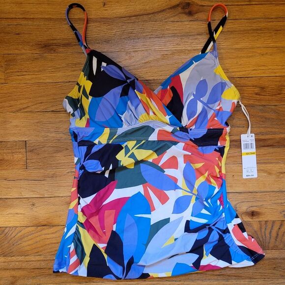 Anne Cole Women's Underwire Tankini Top Coloful Leaf Print Size 32C / 34B - Picture 4 of 12